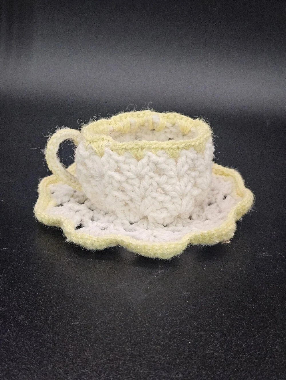 Vintage Handmade Crochet Teacup Coaster Set - Assorted Colors
